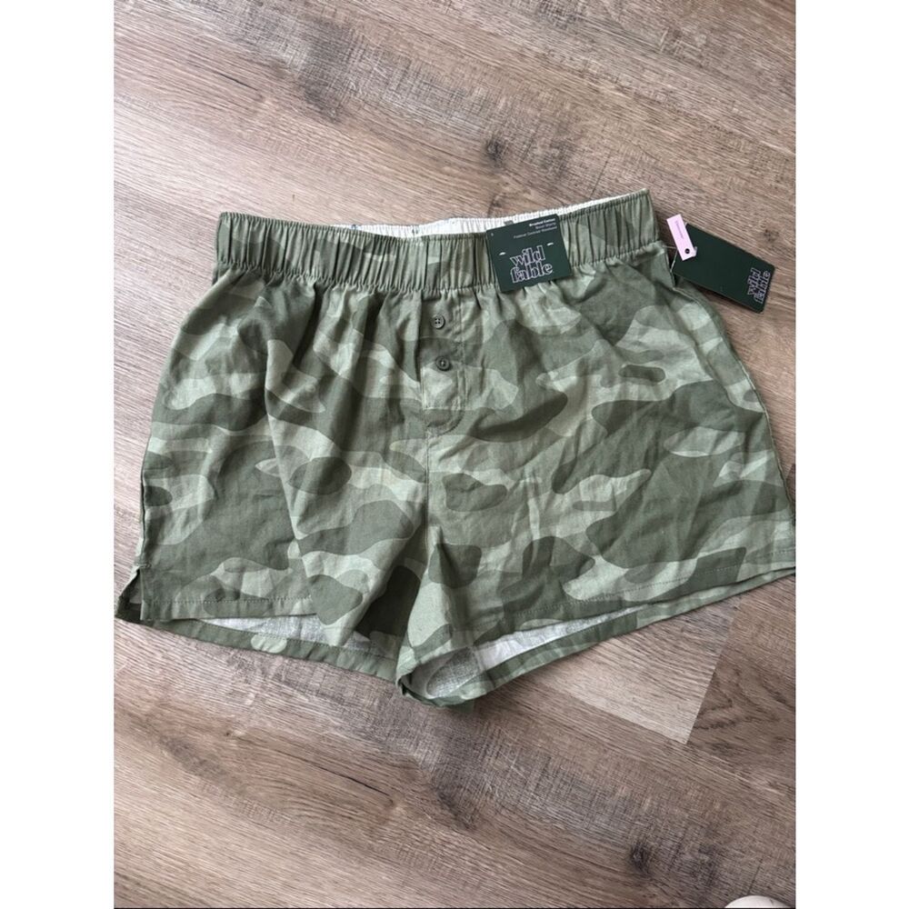 wild fable Cotton blend  Camo Shorts - Olive Green